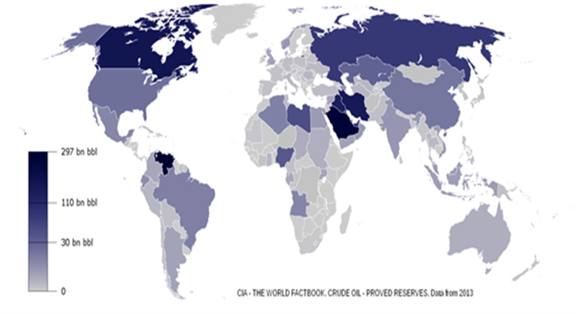 Схема месторождений нефти на планете