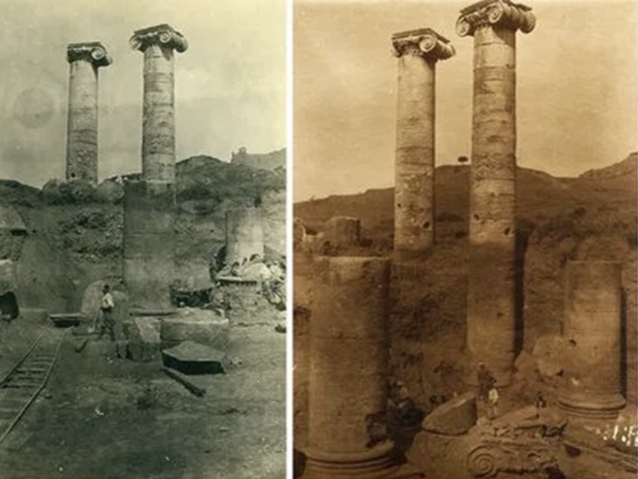 Остатки храма Артемиды в Сардисе при раскопках