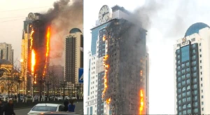 Пожар в комплексе Грозный-Сити в апреле 2013 года